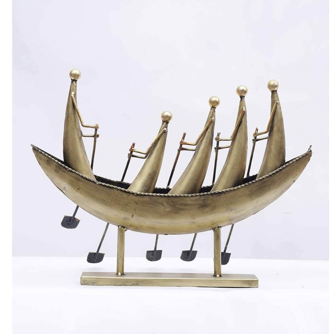 Iron Boat Traveller Figurine In Gold - top_view