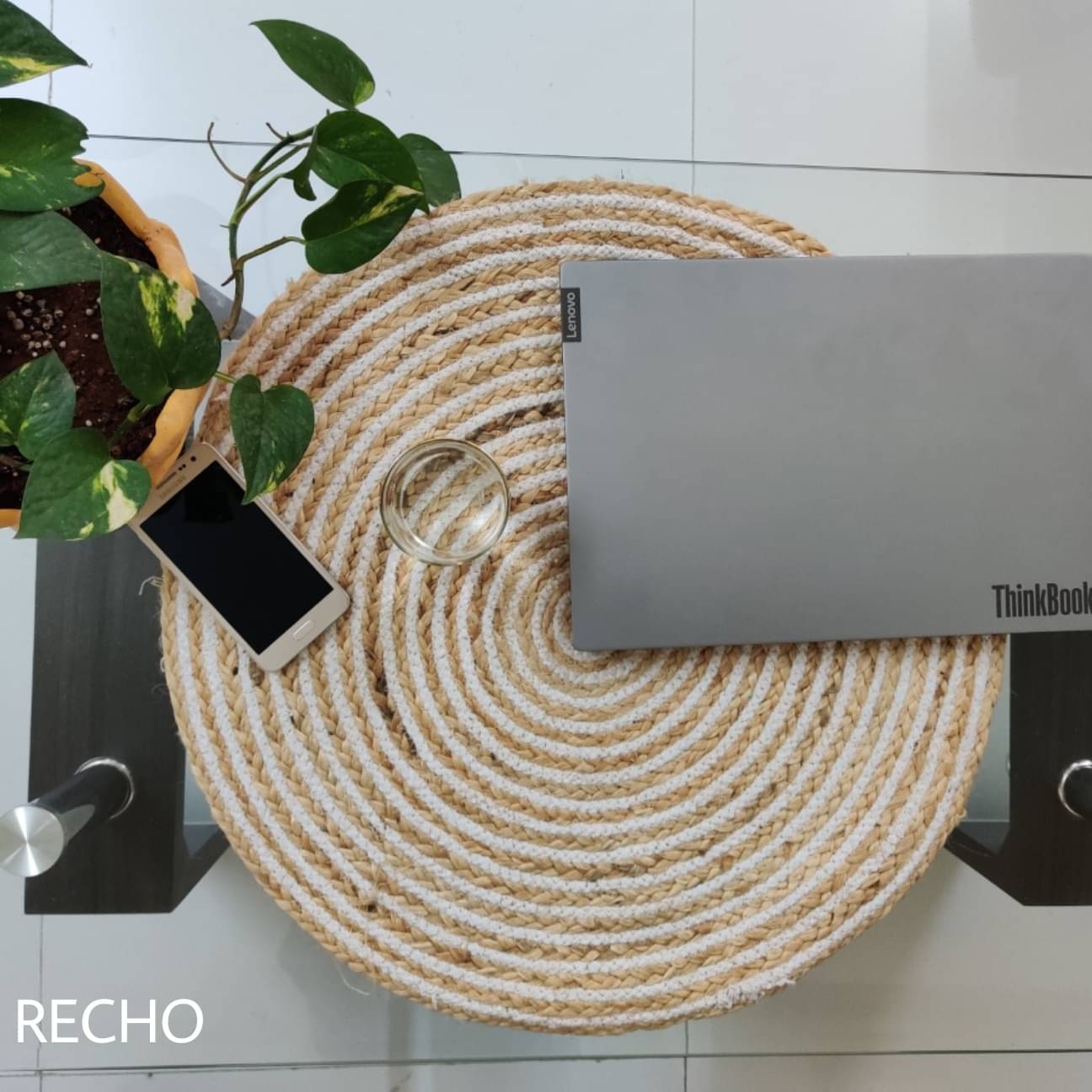 Recho Jute Mat Placemat, Home Decorative, Table decor, Doormat, small rug/ Rags Home Decor, Bohemian Style (20 Inch)