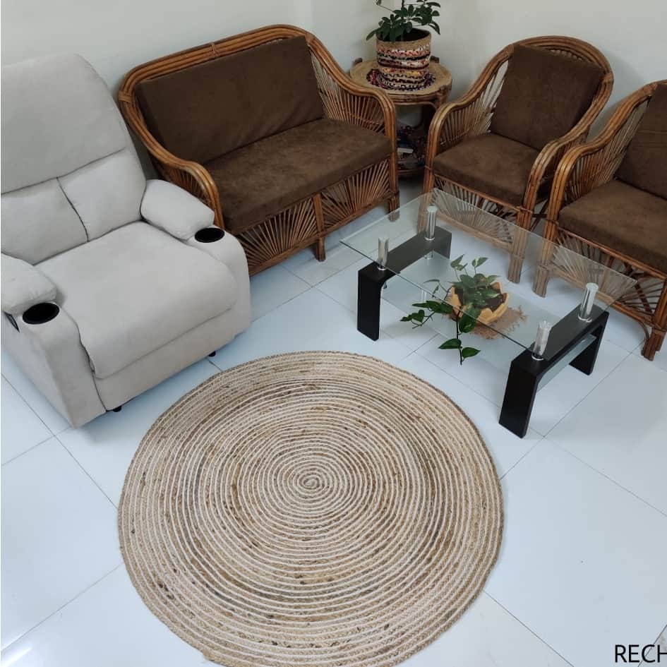 Recho Boho Large (110 cm diameter) Rug Round, Home Decorative, Floor Rag
