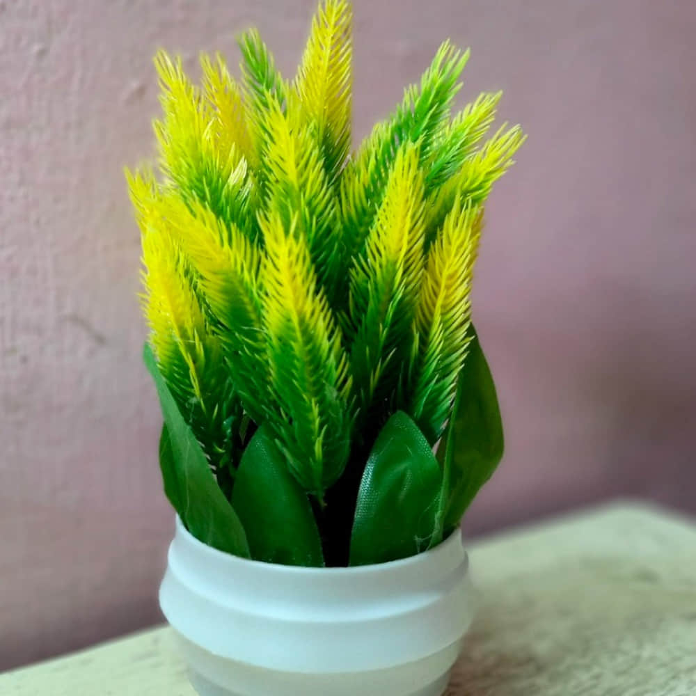 Artificial Green Yellow Leaf Plant - photo