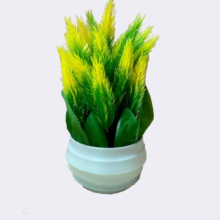 Artificial Green Yellow Leaf Plant - top_view