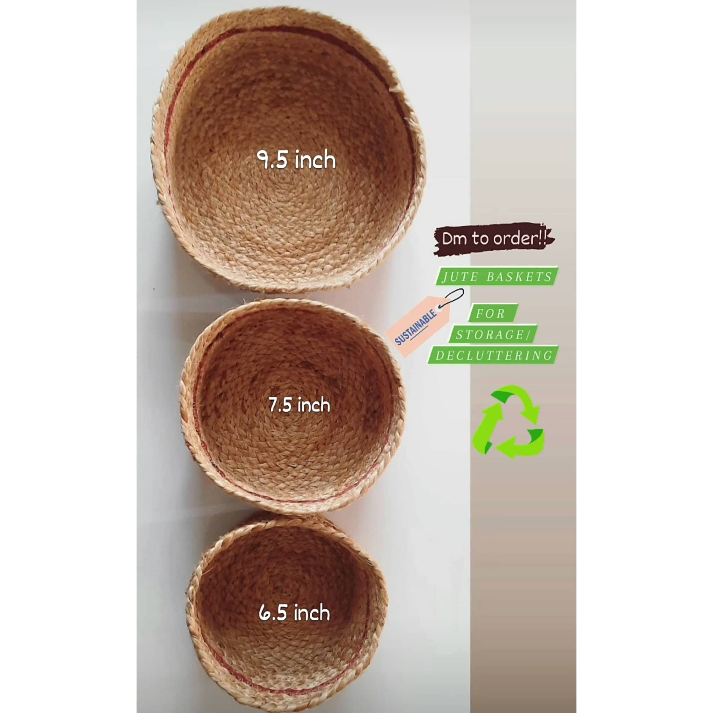 Recho Jute Baskets | Planter Pot Cover | Hand Made | Useful For Decor, Storage, Essentials, Accessories, Craft