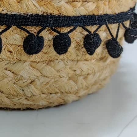 Recho Woven Jute Baskets with PomPom Lace - Set of 2, for Plants, Organizer, Storage, Make up - rear_view
