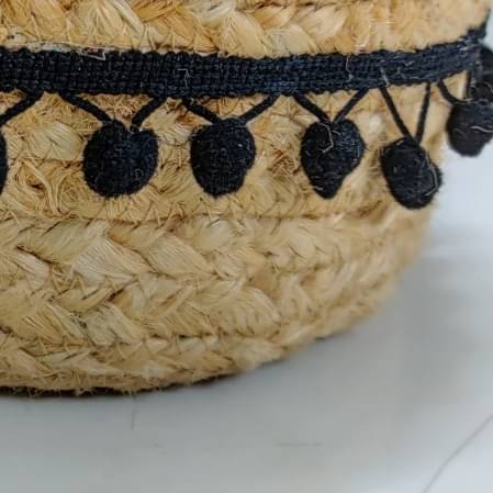 Recho Woven Jute Baskets with PomPom Lace - Set of 2, for Plants, Organizer, Storage, Make up