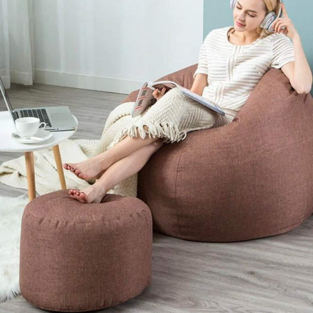 Brown Tear Drop Bean Bag Cover (Without Beans) - photo