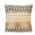 Neutral Beige Cotton & Jute Boho Style Upcycled Denim Handwoven Cushion Cover Pack of 1 | Size 20x20 inches - front_view