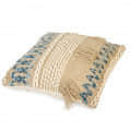 Neutral Beige Cotton & Jute Boho Style Upcycled Denim Handwoven Cushion Cover Pack of 1 | Size 20x20 inches - top_view