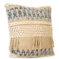 Neutral Beige Cotton & Jute Boho Style Upcycled Denim Handwoven Cushion Cover Pack of 1 | Size 20x20 inches - rear_view