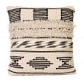 Nomaadi Boho Black & Ivory Fuzzy 18 x 18 Inches Handcrafted Cotton Cushion, Throw Pillow Cover for Home Decor Handmade Rug Pillow Cover for Sofa Antique Design Cushion Cover for Living Room Decor | Pack of 1 - photo