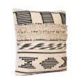 Nomaadi Boho Black & Ivory Fuzzy 18 x 18 Inches Handcrafted Cotton Cushion, Throw Pillow Cover for Home Decor Handmade Rug Pillow Cover for Sofa Antique Design Cushion Cover for Living Room Decor | Pack of 1 - top_view