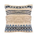 Nomaadi 20 x 20 Inches Cotton & Jute Cushion Denim Ethnic Throw Pillow Cover for Home Decor Hand Woven Rug Pillow Cover for Sofa Antique Design Cushion Cover for Living Room Decor | Pack of 1 - photo
