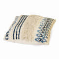 Nomaadi 20 x 20 Inches Cotton & Jute Cushion Denim Ethnic Throw Pillow Cover for Home Decor Hand Woven Rug Pillow Cover for Sofa Antique Design Cushion Cover for Living Room Decor | Pack of 1 - front_view