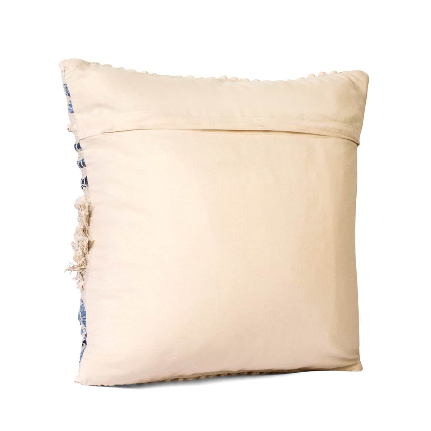 Nomaadi 20 x 20 Inches Cotton & Jute Cushion Denim Ethnic Throw Pillow Cover for Home Decor Hand Woven Rug Pillow Cover for Sofa Antique Design Cushion Cover for Living Room Decor | Pack of 1 - rear_view