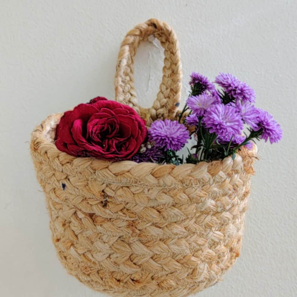 Recho Jute Hanging Baskets | Planter Pot Cover | Hand Made | Useful For Decor, Storage - photo
