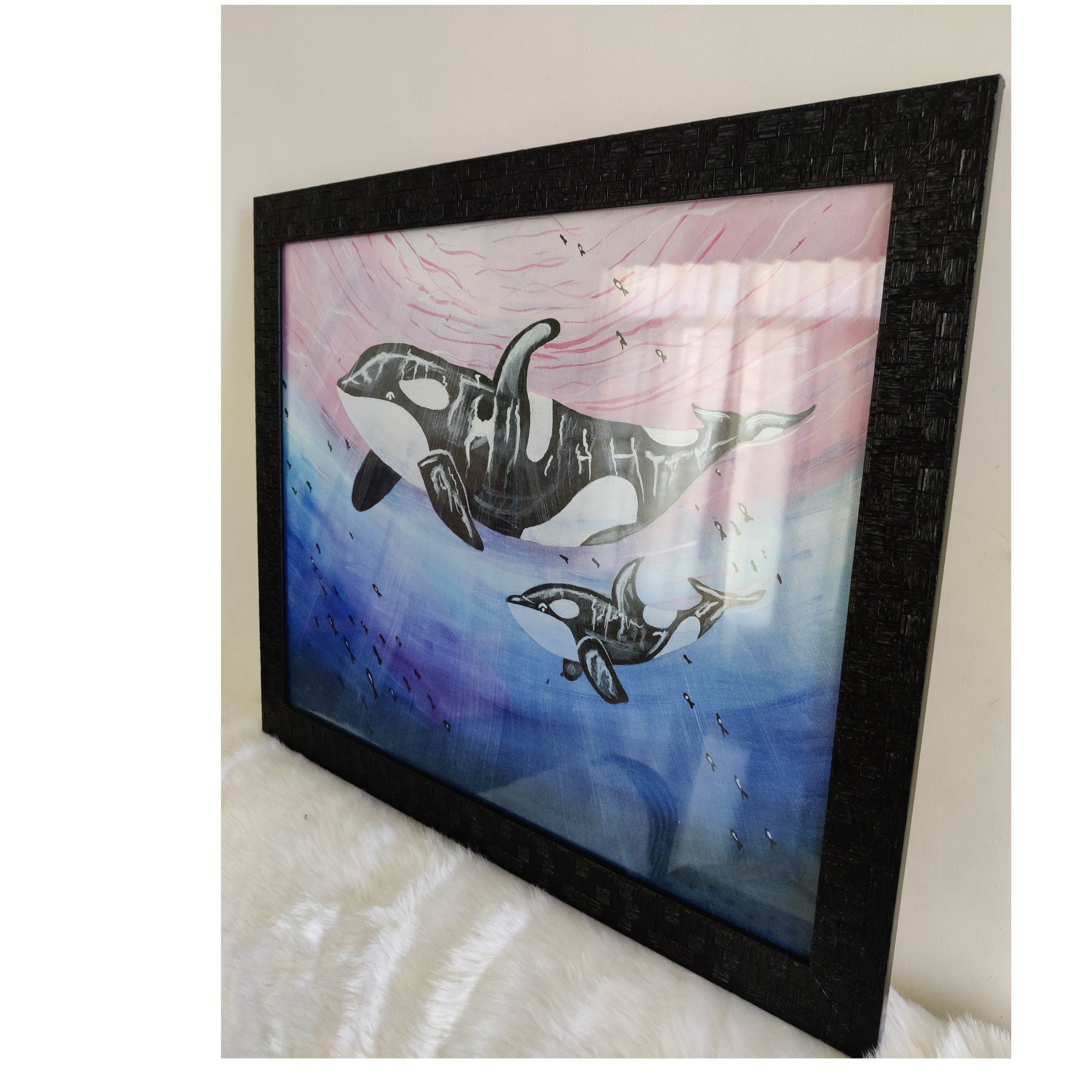 The Orca's Marine Beauty Wall Painting - left_view