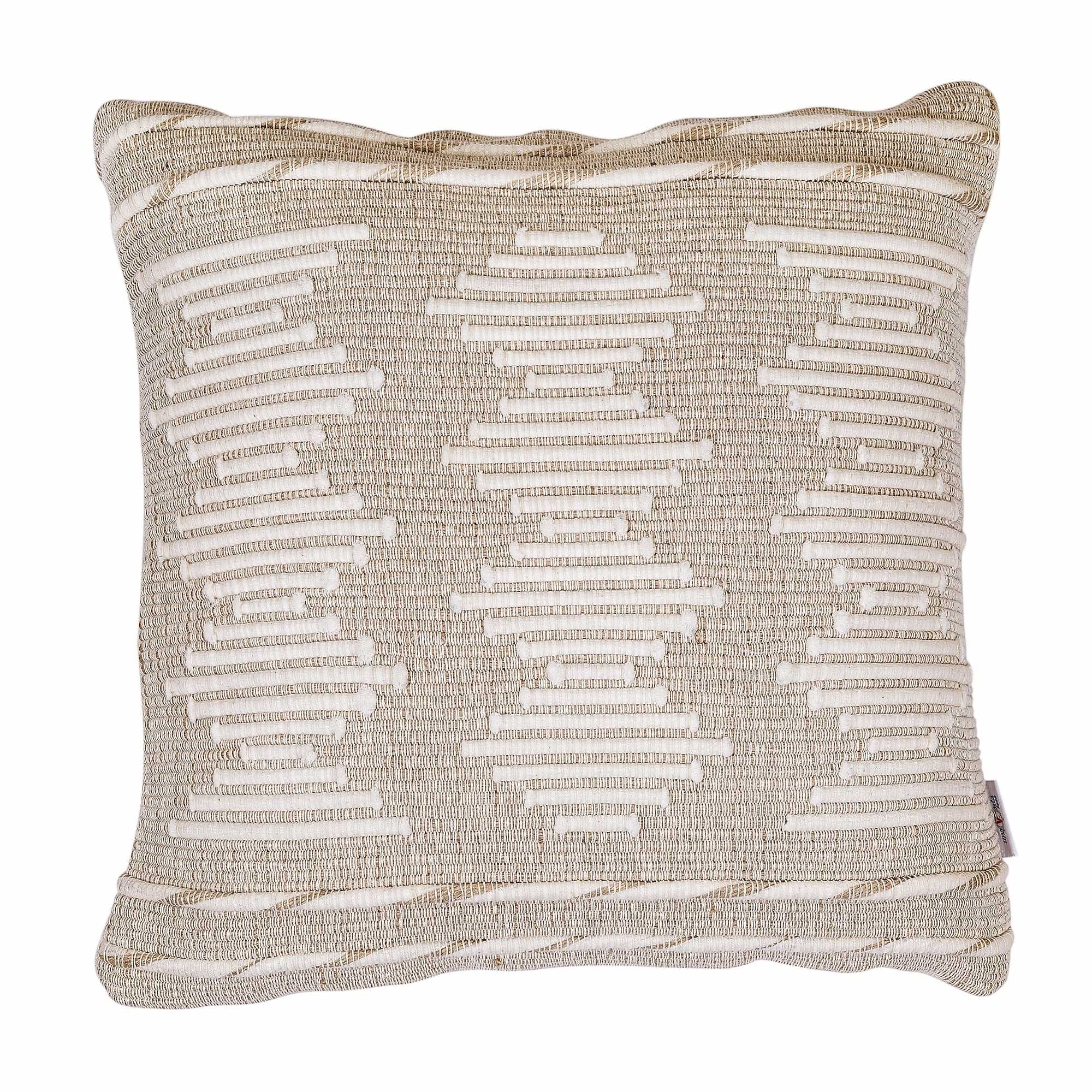 Nomaadi Ankara Cotton Beige Cushion Cover Square Handmade Boho Pillow for Decor Home, Sofa, Couch & Bed Room (18x18 Inches) - photo