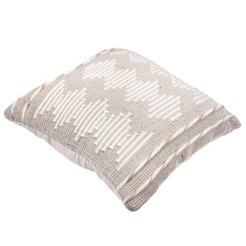 Nomaadi Ankara Cotton Beige Cushion Cover Square Handmade Boho Pillow for Decor Home, Sofa, Couch & Bed Room (18x18 Inches)