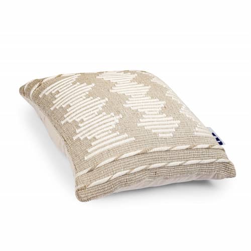Nomaadi Ankara Cotton Beige Cushion Cover Square Handmade Boho Pillow for Decor Home, Sofa, Couch & Bed Room (18x18 Inches)