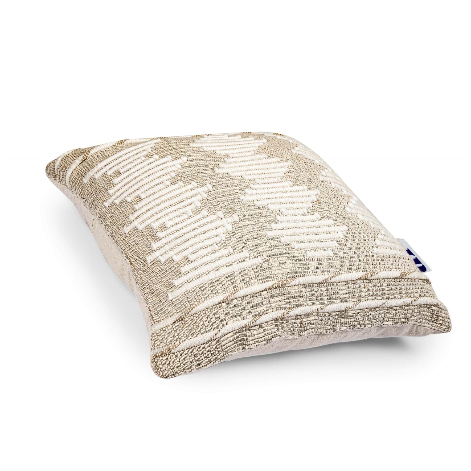 Nomaadi Ankara Cotton Beige Cushion Cover Square Handmade Boho Pillow for Decor Home, Sofa, Couch & Bed Room (18x18 Inches) - rear_view