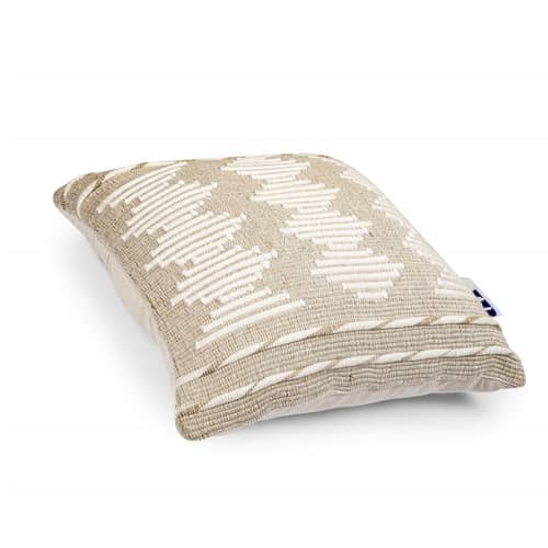 Nomaadi Ankara Cotton Beige Cushion Cover Square Handmade Boho Pillow for Decor Home, Sofa, Couch & Bed Room (18x18 Inches)