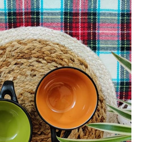 Recho Jute Mat Placemat, Home Decorative, Table decor, Home Decor, Bohemian Style (14 Inch)