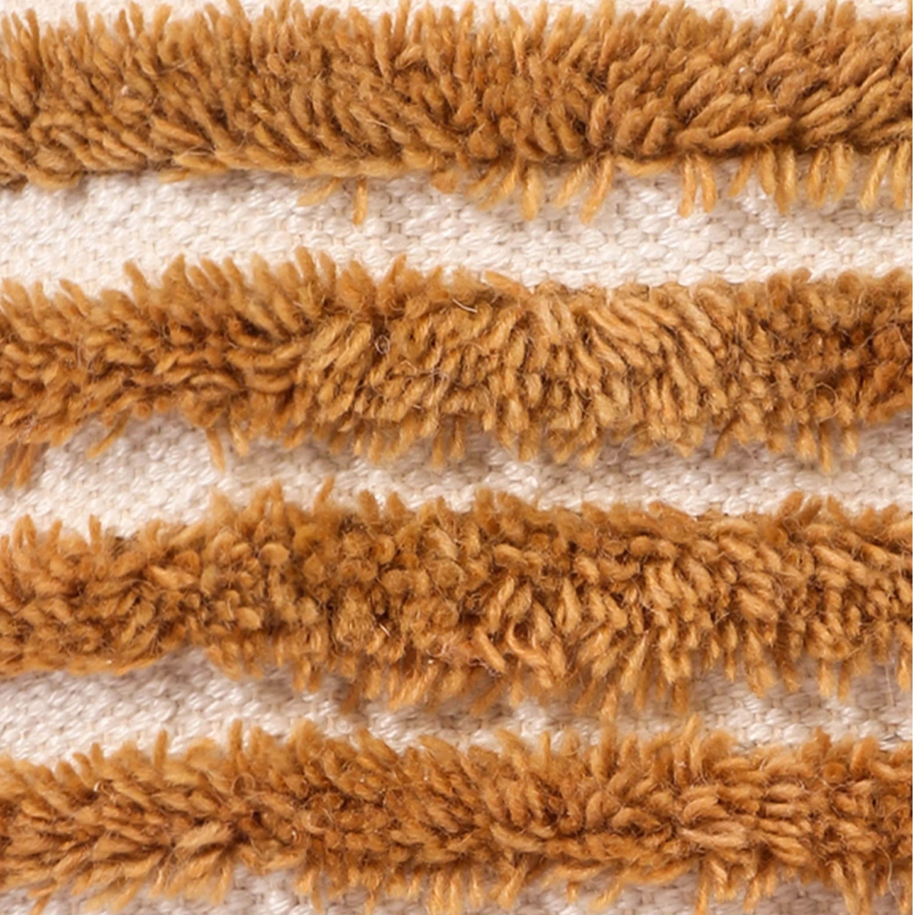Nomaadi Fuzzy Golden Brown Textured & Tufted Boho Soft Cushion Cover (Pack of 1, 20x20 inch) - front_view