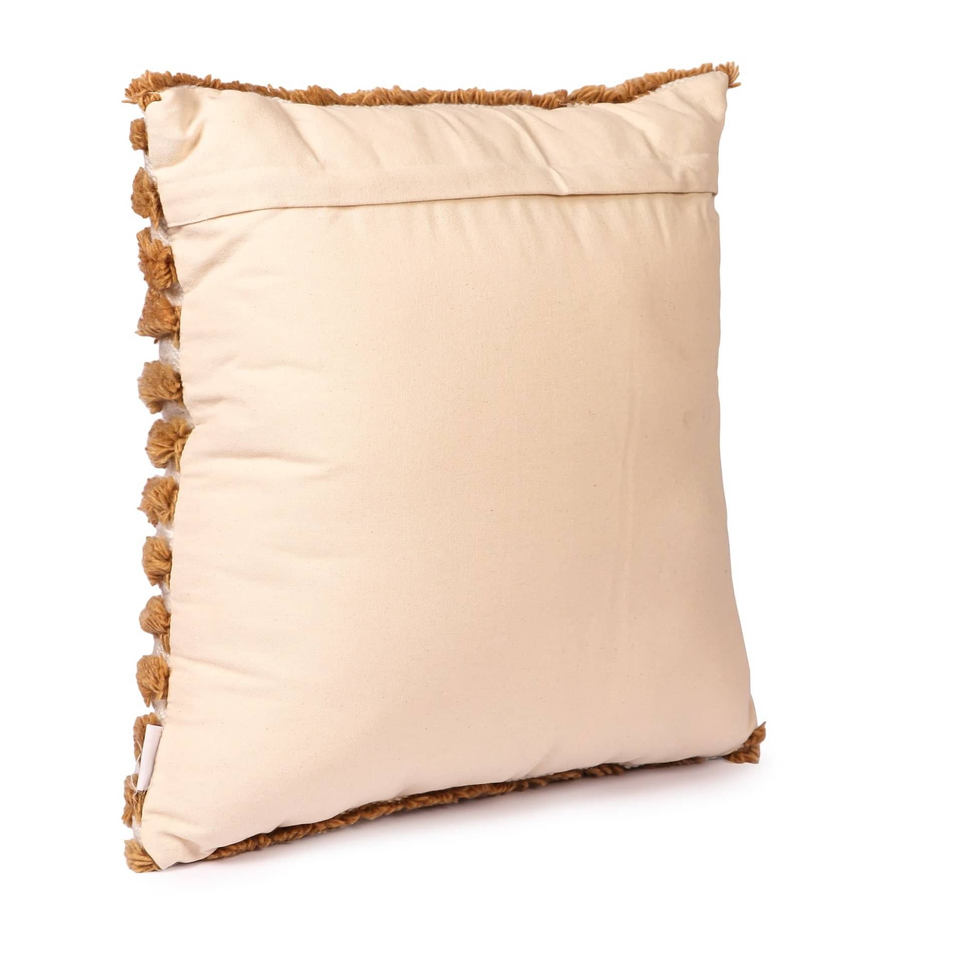 Nomaadi Fuzzy Golden Brown Textured & Tufted Boho Soft Cushion Cover (Pack of 1, 20x20 inch)