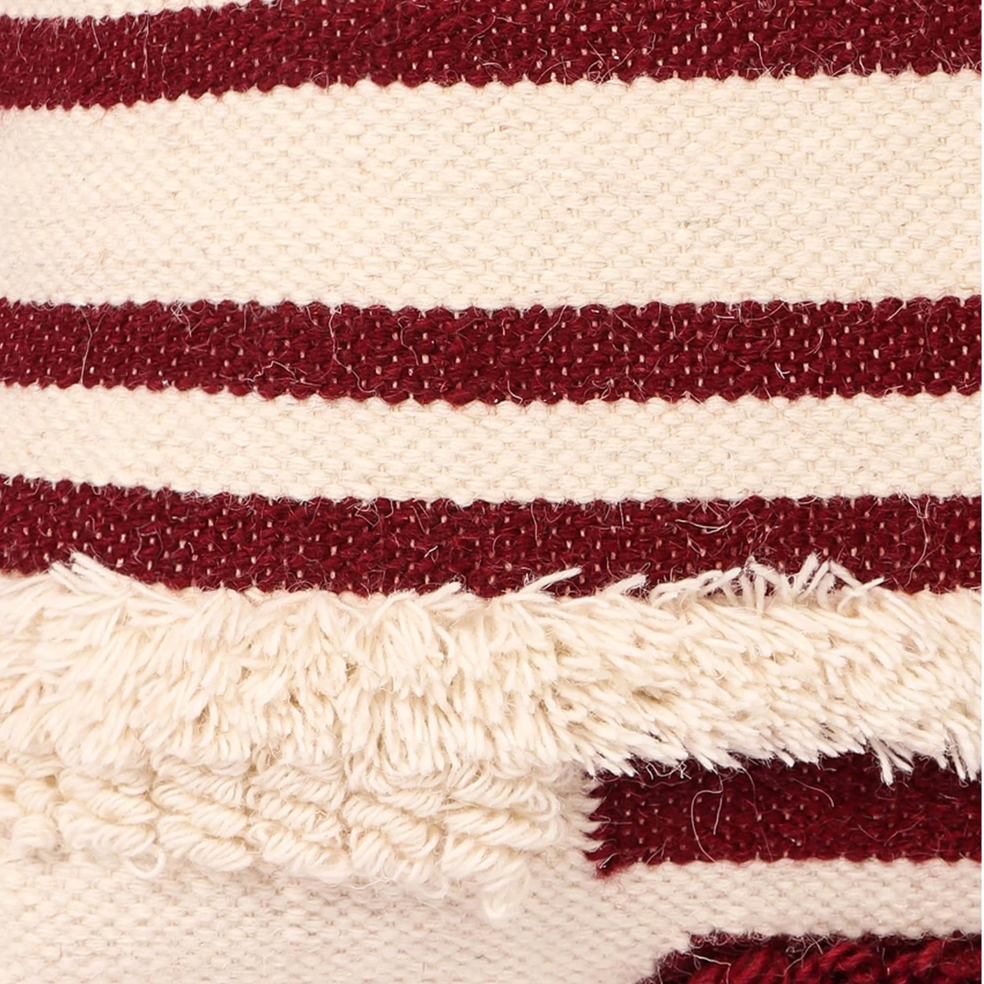 Nomaadi Fuzzy Wine & Neutral Boho Style Handmade Throw/Pillow Cushion Cover (Size- 20x20 inches / 50x50 cms) - front_view