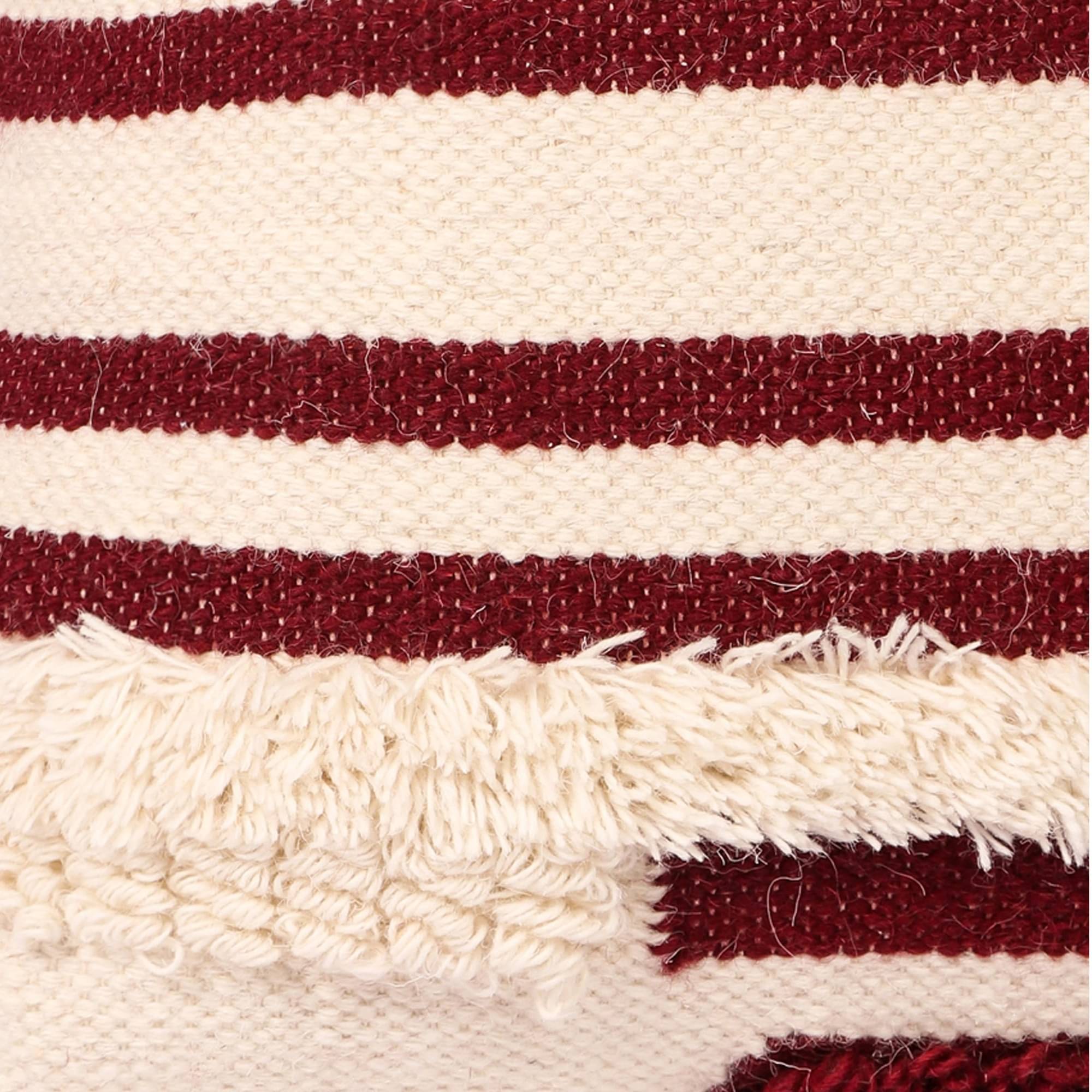 Nomaadi Fuzzy Wine & Neutral Boho Style Handmade Throw/Pillow Cushion Cover (Size- 20x20 inches / 50x50 cms)