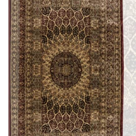 Viscose Carpet, 5x7 FT, 6mm Thick Oriental and Black,beige and multi-color Traditional Carpet - front_view