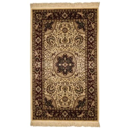 Kashmiri Design  Oriental Machine Made Viscose Washable Soft & Cut pile Persian  Carpet Size 5x7 in feet  Made in India - rear_view