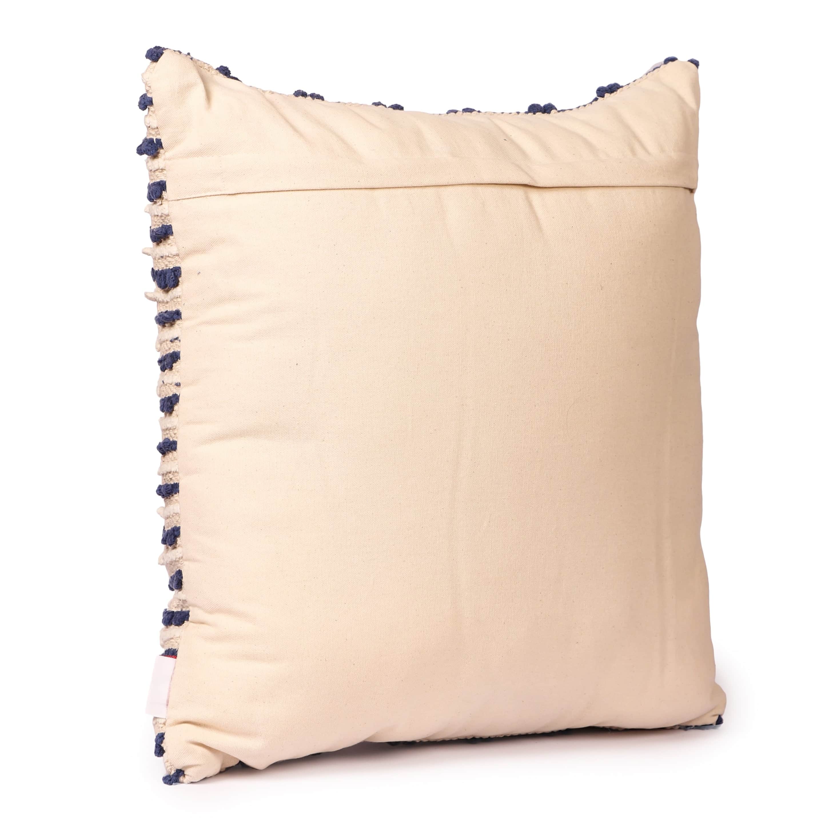 Nomaadi Blue & Neutral Horizon Boho Cushion Cover for Sofa, Bed & Home Decor - 20x20 inches - left_view