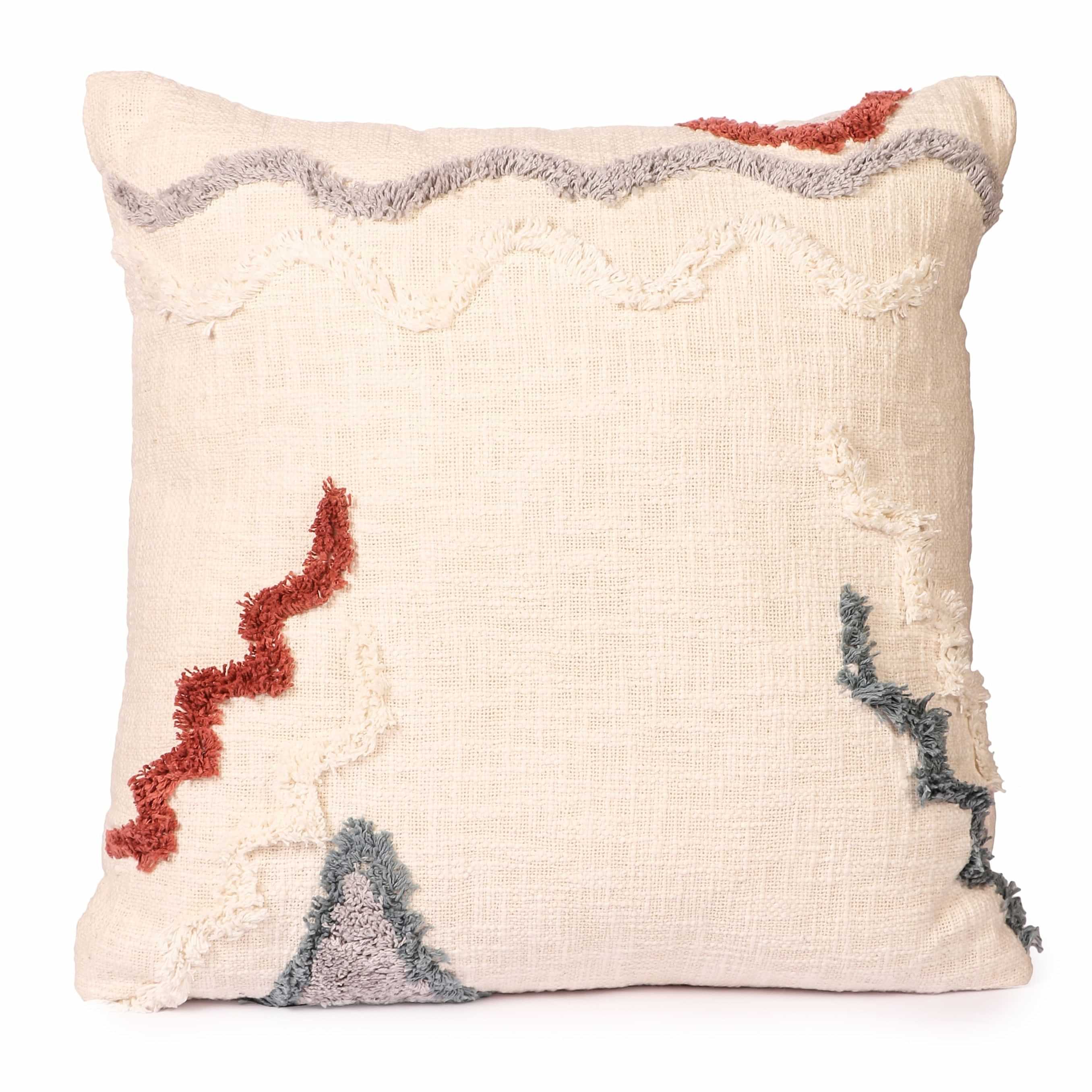 Nomaadi Tufted Abstract Handmade Boho Multi Colored Premium Cotton Cushion Cover (20x20 inches - photo
