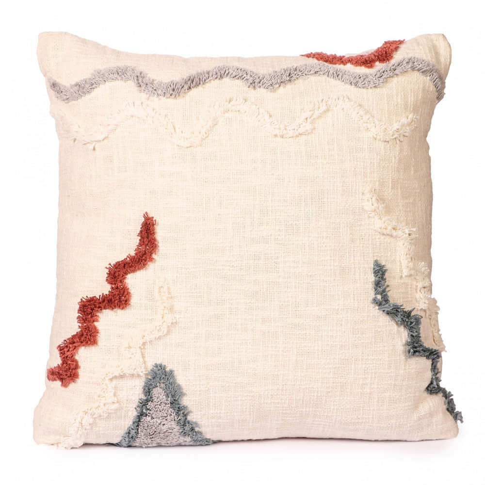 Nomaadi Tufted Abstract Handmade Boho Multi Colored Premium Cotton Cushion Cover (20x20 inches - photo