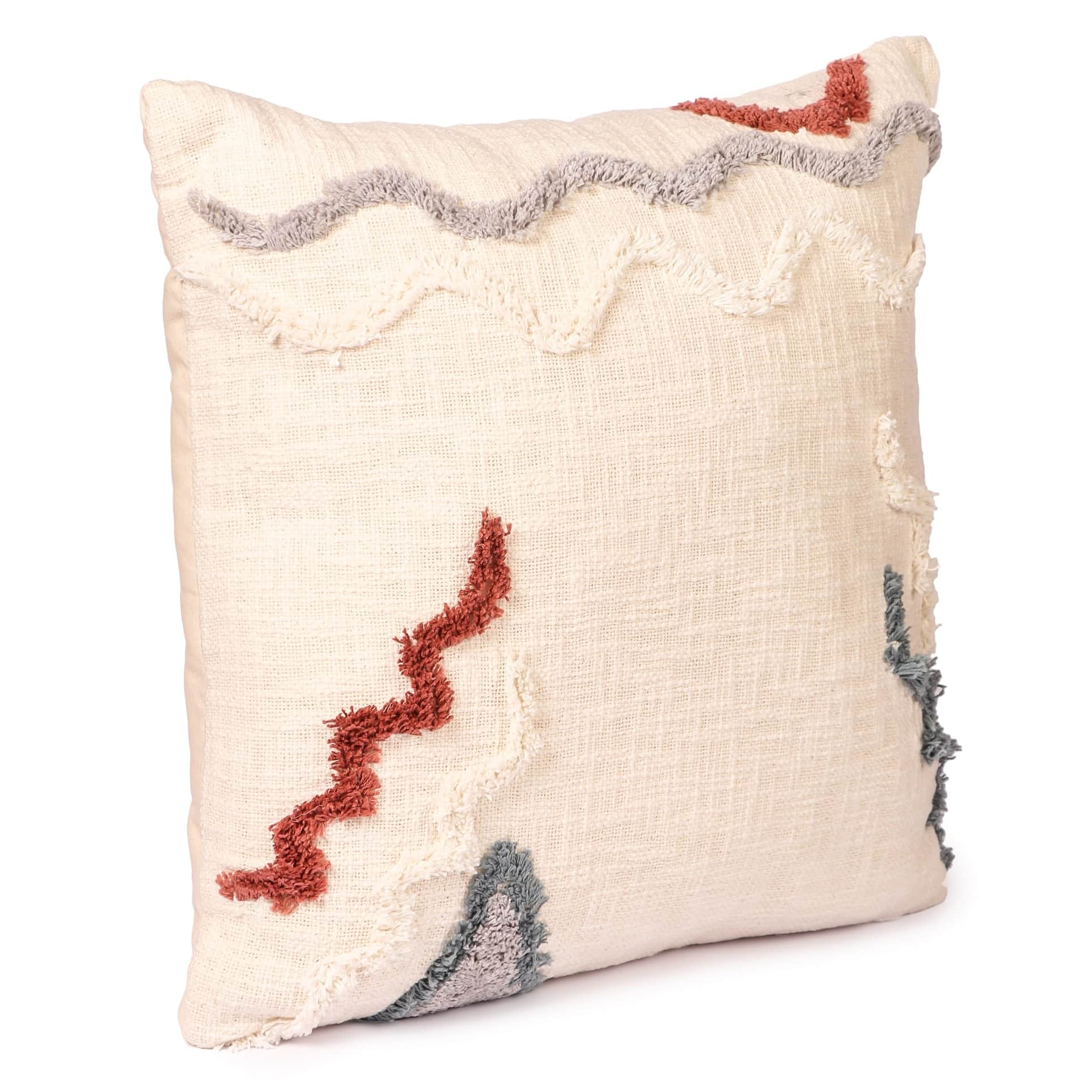 Nomaadi Tufted Abstract Handmade Boho Multi Colored Premium Cotton Cushion Cover (20x20 inches - top_view