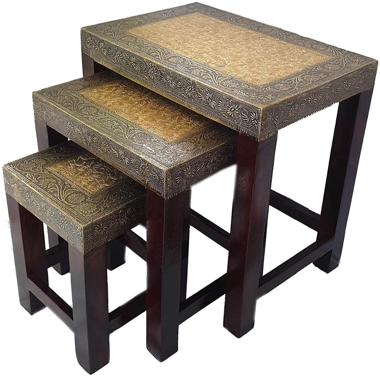 wooden nester set of three brass fitting - top_view