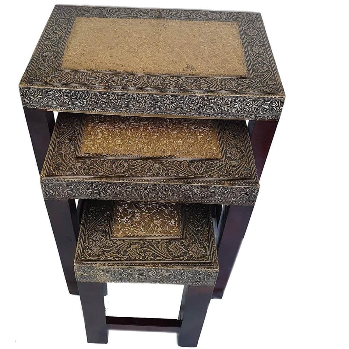 wooden nester set of three brass fitting - rear_view