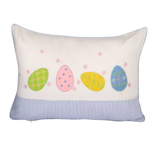 Nomaadi Embroidered Lumbar Egg Cushion Cover for Kids 12x20 inches, Kids Room Decor Pillow Cover for Decoration & Gift - Bed Chair Couch Sofa