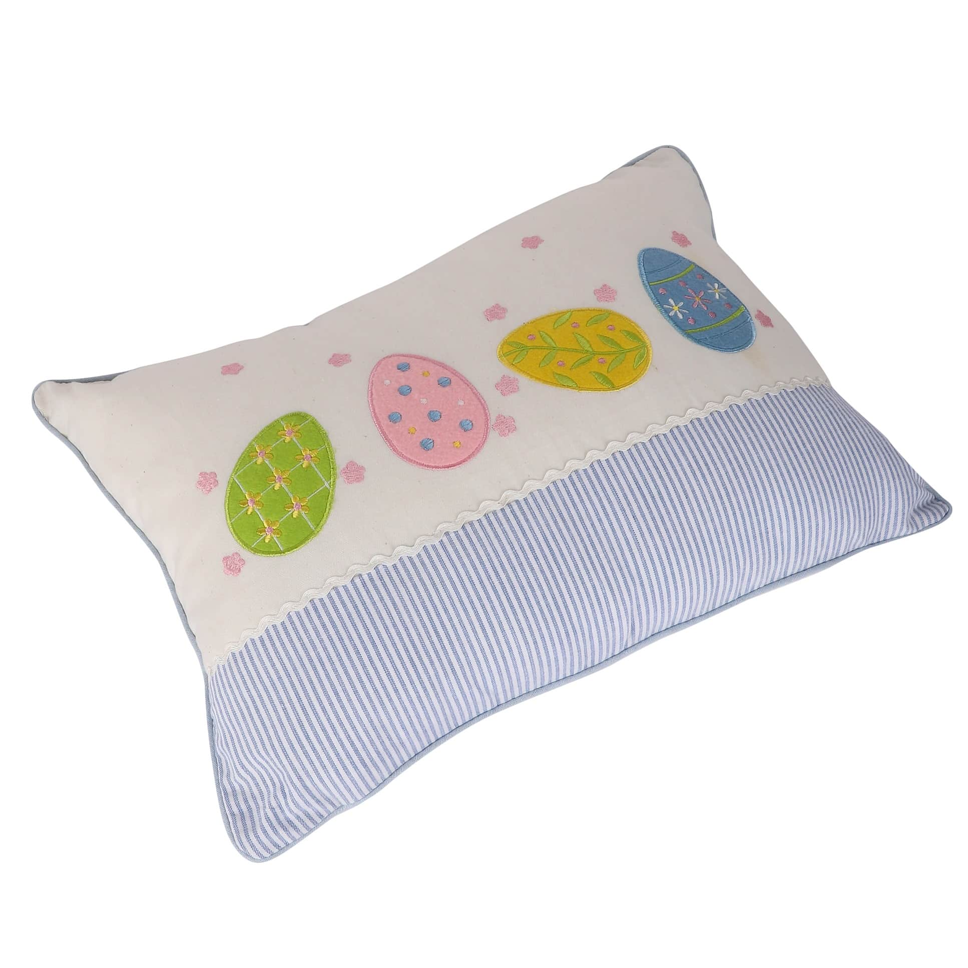 Nomaadi Embroidered Lumbar Egg Cushion Cover for Kids 12x20 inches, Kids Room Decor Pillow Cover for Decoration & Gift - Bed Chair Couch Sofa - top_view