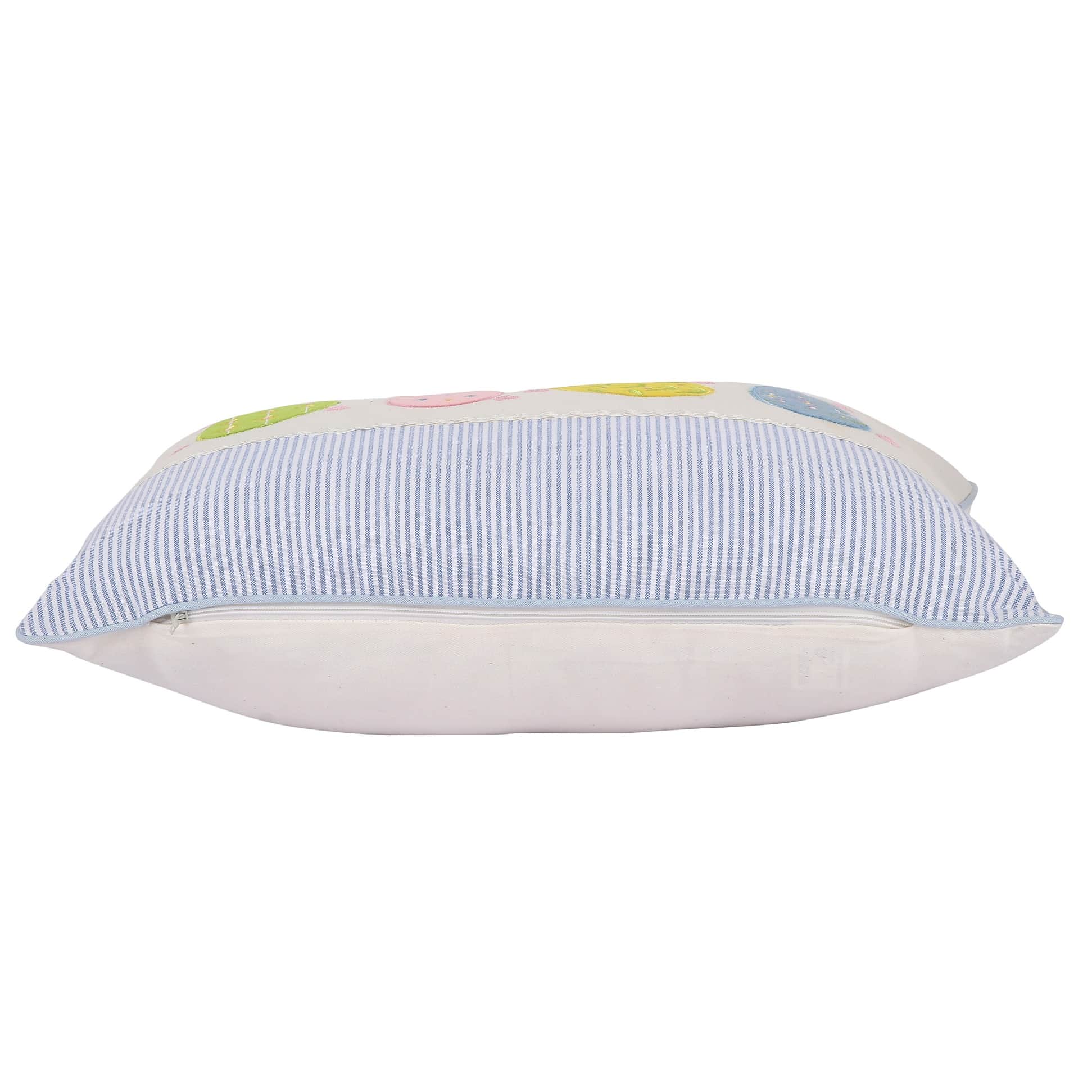 Nomaadi Embroidered Lumbar Egg Cushion Cover for Kids 12x20 inches, Kids Room Decor Pillow Cover for Decoration & Gift - Bed Chair Couch Sofa - rear_view