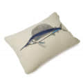 Nomaadi Embroidered Deep Sea Marlin Lumbar Cushion Cover 14 x 20 inches, Ocean Themed Decorative Pillow Cover in Cotton Fabric Bed, Living Room, Sofa - top_view