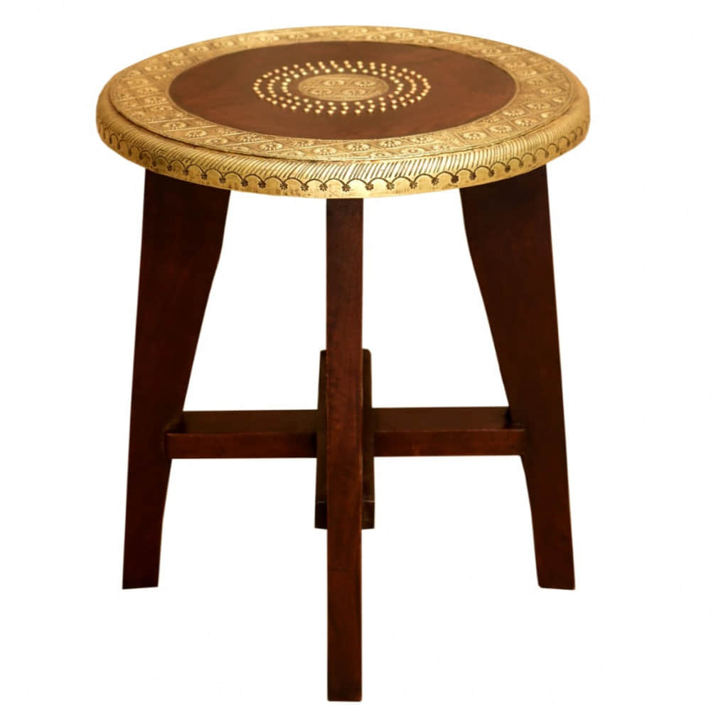 Wooden Stool Brass Fitting - photo