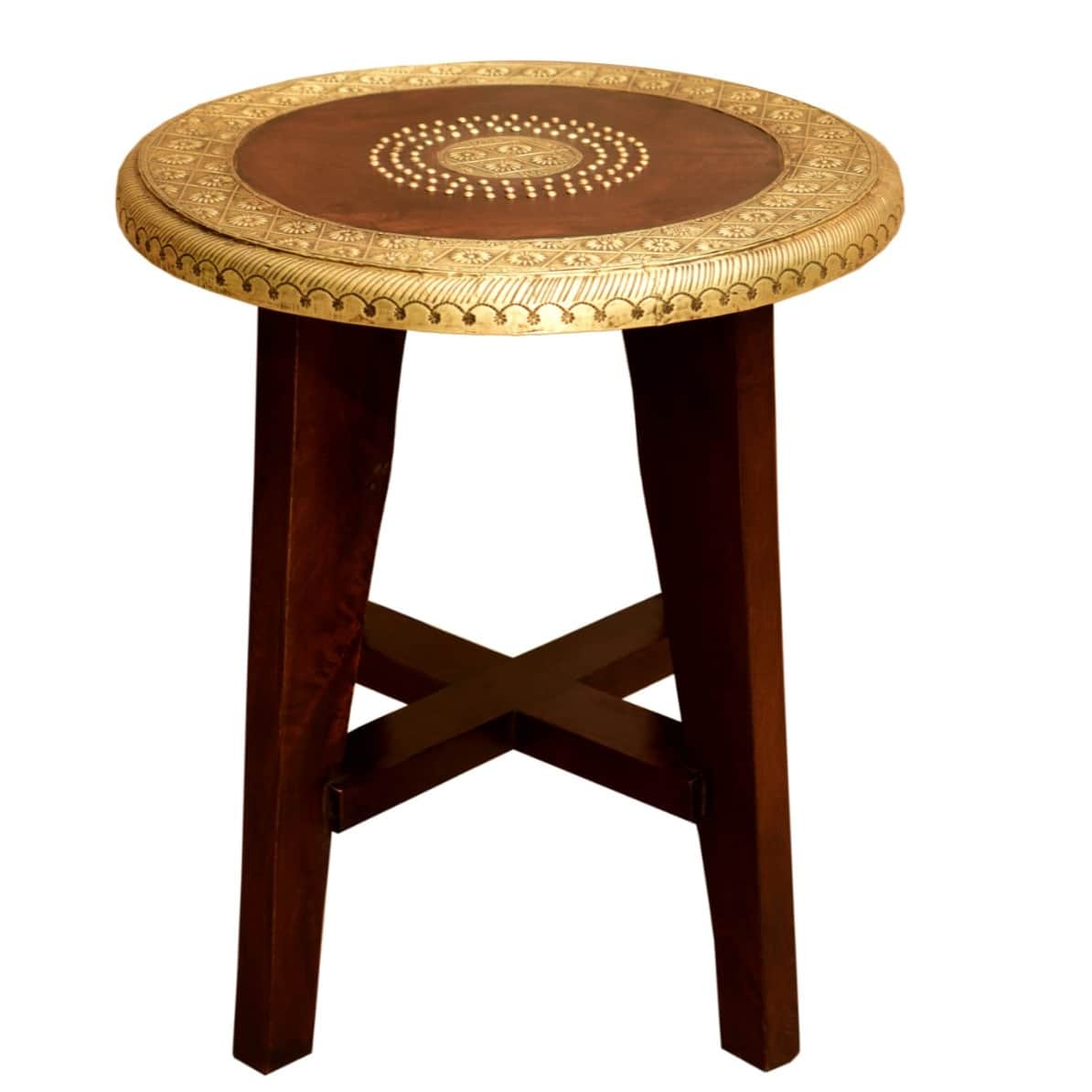 Wooden Stool Brass Fitting - top_view