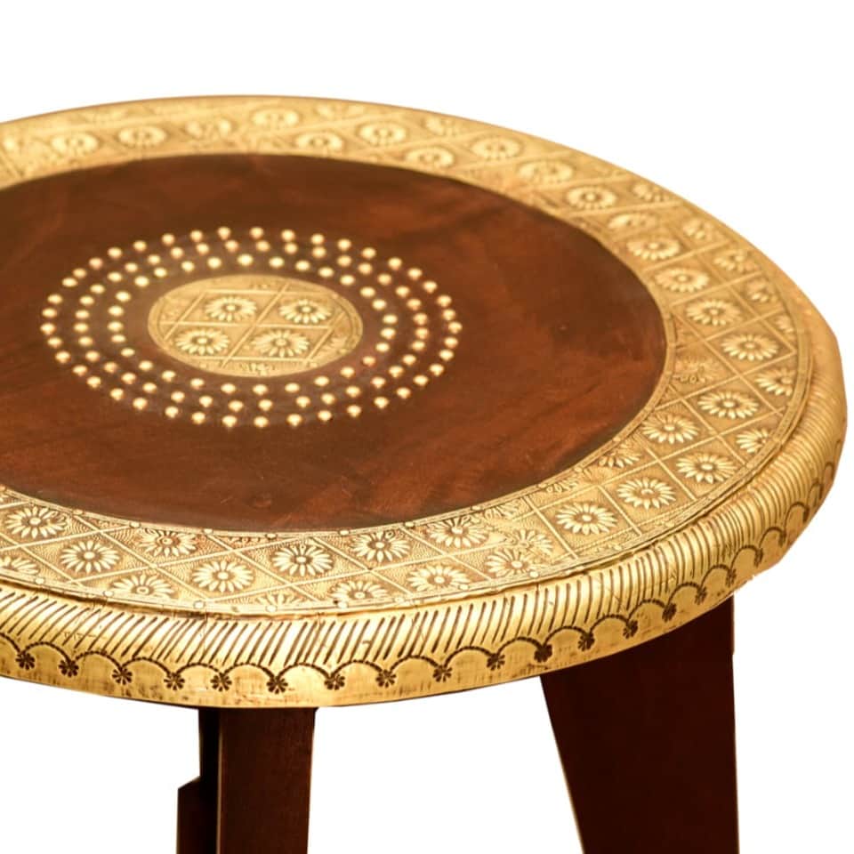 Wooden Stool Brass Fitting - rear_view
