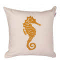 Nomaadi Embroidered Sea Horse Handcrafted Cushion Cover (18X18 inches) Decorative Pillow for Sofa, Bed, Couch, Living Room in Cotton Fabric - photo
