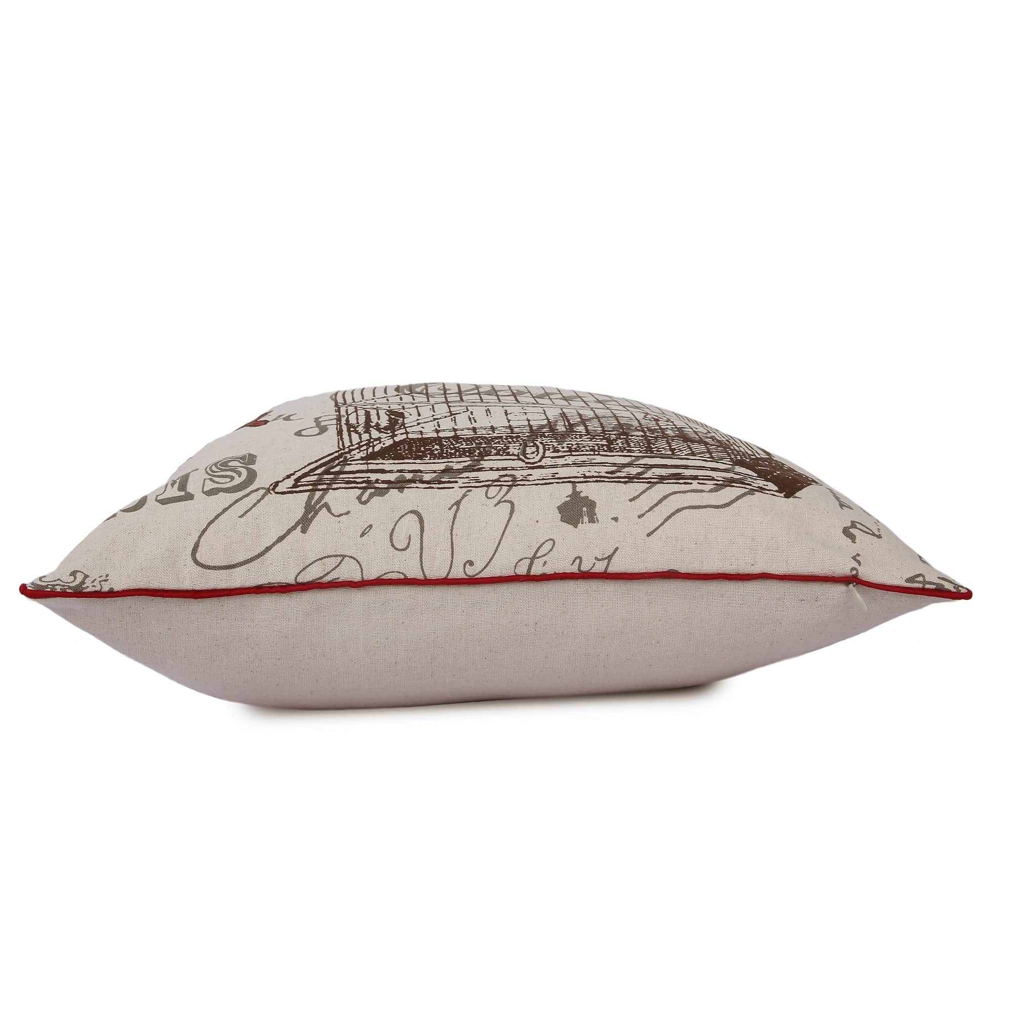 Nomaadi Embroidered Red Bird with Cage Decorative Cushion Cover 18x18 inches Throw Pillowcase Home Decor for Kids, Bedroom, Sofa, Chair - rear_view