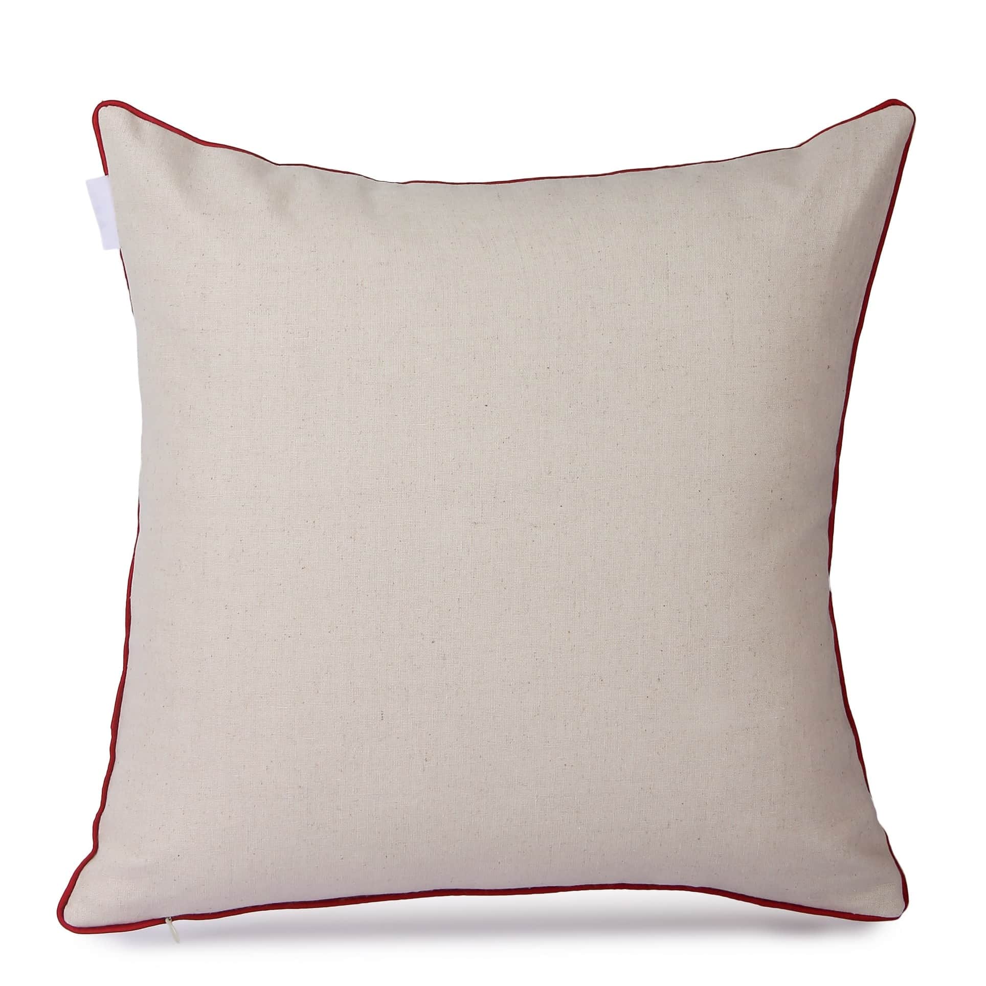 Nomaadi Embroidered Red Bird with Cage Decorative Cushion Cover 18x18 inches Throw Pillowcase Home Decor for Kids, Bedroom, Sofa, Chair - left_view
