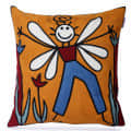 Nomaadi Bee Man Abstract Art Embroidered Pillow Cover 18x18 inches Decorative Cushion Cover | Picasso Inspired Home Decor - Bedroom Sofa Couch Outdoor - photo