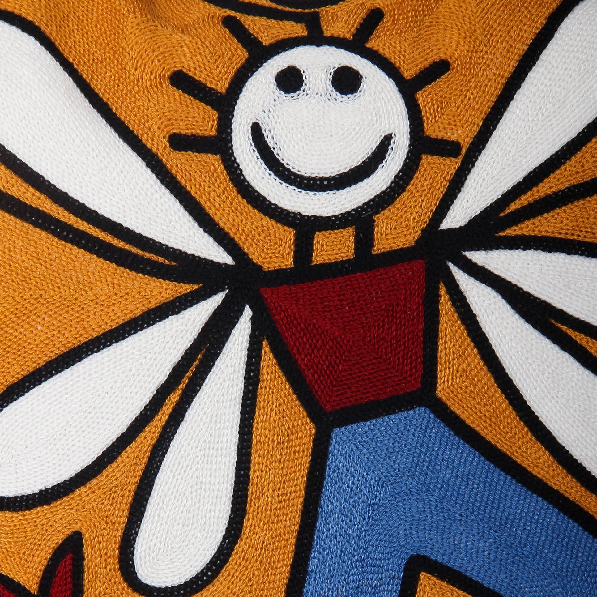 Nomaadi Bee Man Abstract Art Embroidered Pillow Cover 18x18 inches Decorative Cushion Cover | Picasso Inspired Home Decor - Bedroom Sofa Couch Outdoor