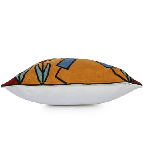 Nomaadi Bee Man Abstract Art Embroidered Pillow Cover 18x18 inches Decorative Cushion Cover | Picasso Inspired Home Decor - Bedroom Sofa Couch Outdoor